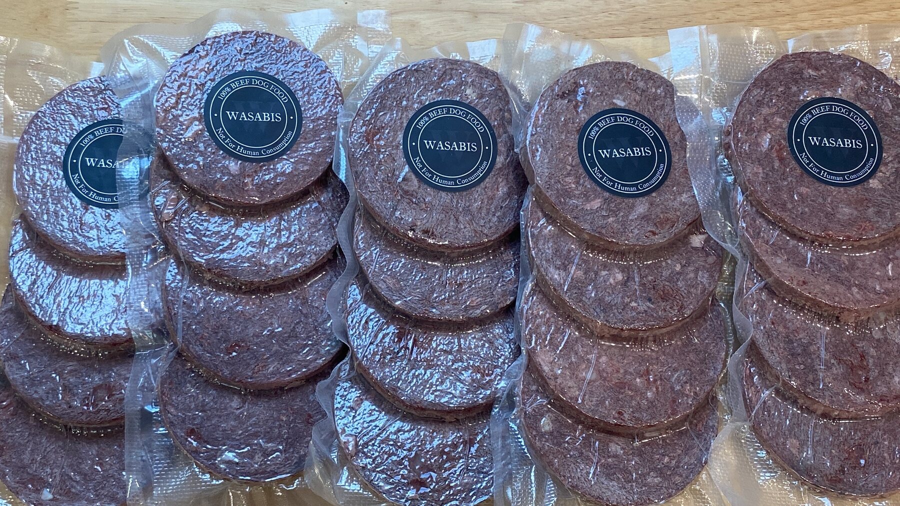 Wasabi’s individually vacuum-sealed pet nutrition patties